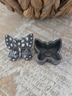 Vintage Torino pewter Trinket Box Earrings & Brooch vintage Torino pewter trinke